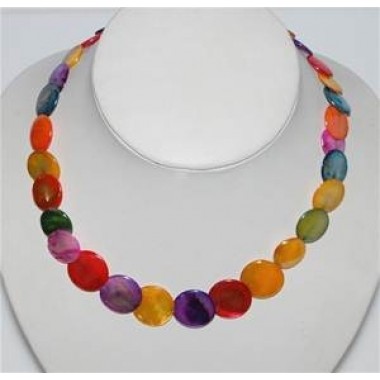 Eye catching multi coloured mother of pearl necklace
